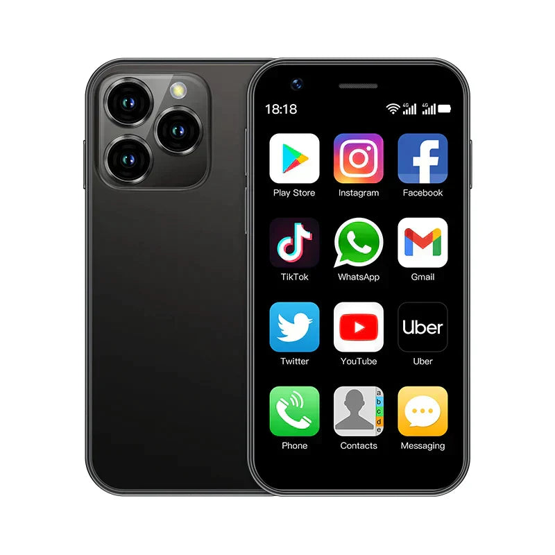 Draagbare kleine Android telefoon, perfect voor zakelijk gebruik of als backup. Met 3-inch scherm en Dual-SIM.