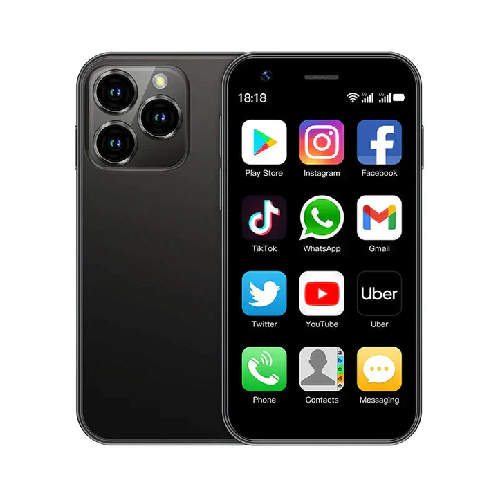 Draagbare kleine Android telefoon, perfect voor zakelijk gebruik of als backup. Met 3-inch scherm en Dual-SIM.