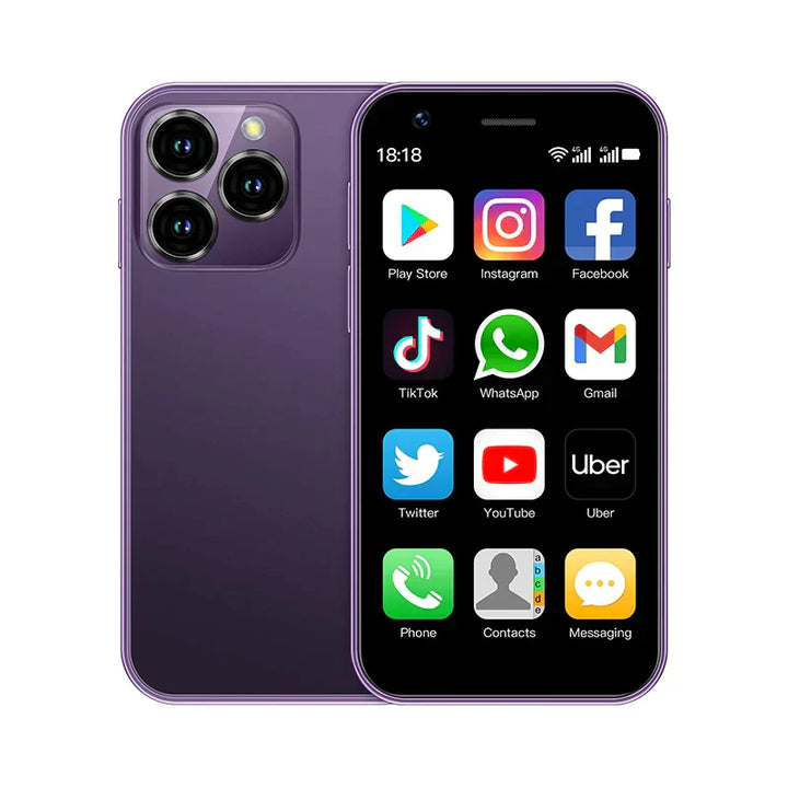 Mini Android telefoon met Dual-SIM en ingebouwde GPS. Perfect als compacte mobiele telefoon voor onderweg.