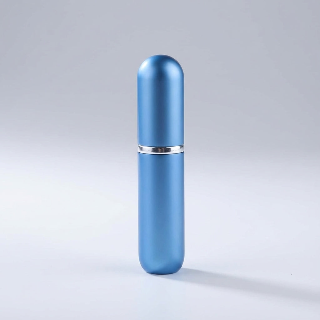 Aluminium navulbare reisflacon met pompsysteem; makkelijk je favoriete geur bijvullen voor onderweg.