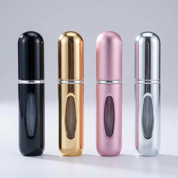 Navulbare parfumverstuiver, verkrijgbaar in verschillende kleuren. Compact en praktisch voor elke geur.
