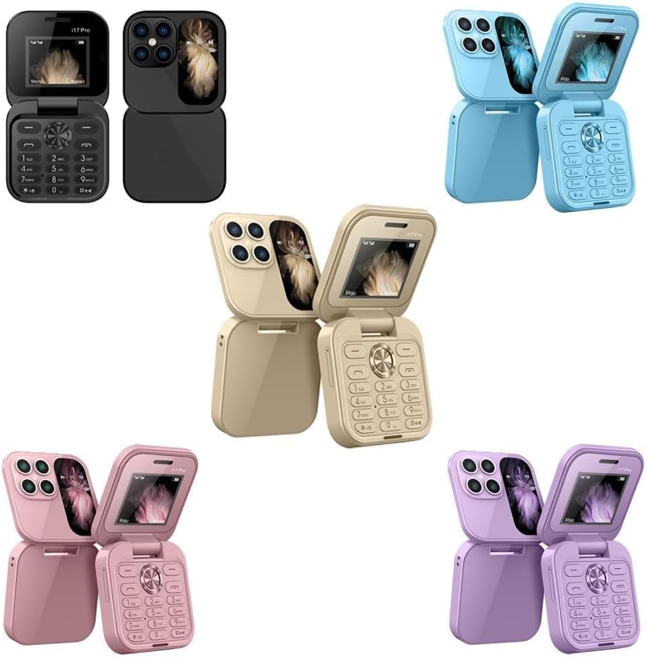 Opvouwbare mini telefoon FlipLite. Gesloten toont het compacte ontwerp, perfect voor dagelijks gebruik.