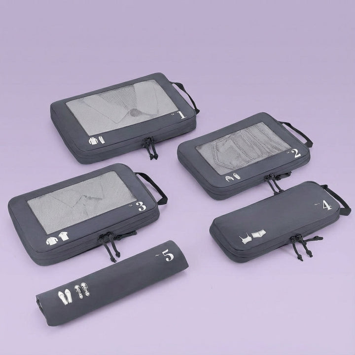 OrgaSwift bagage organizers set voor handbagage en koffer; optimale indeling en opbergen.