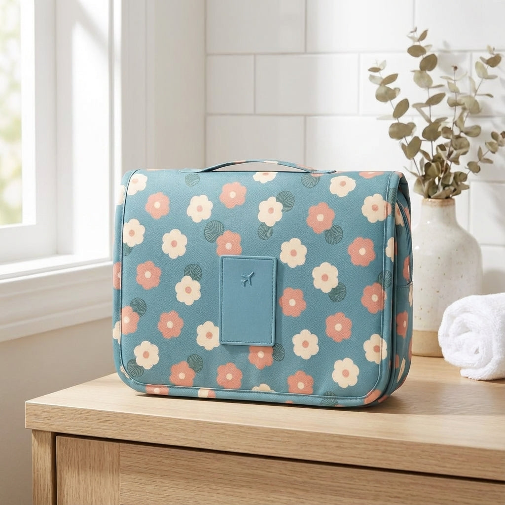 Compacte reis toilettas organizer voor mannen en vrouwen. Perfecte cosmeticatas voor al je toiletartikelen.