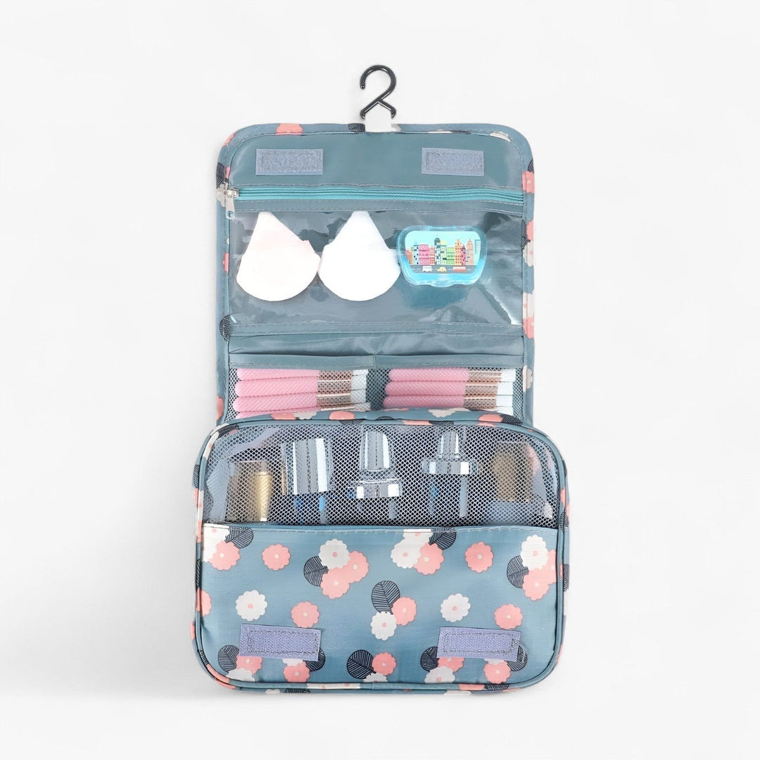Georganiseerde reis toilettas organizer compact voor cosmetica en toiletartikelen. Onmisbaar voor elke reis.