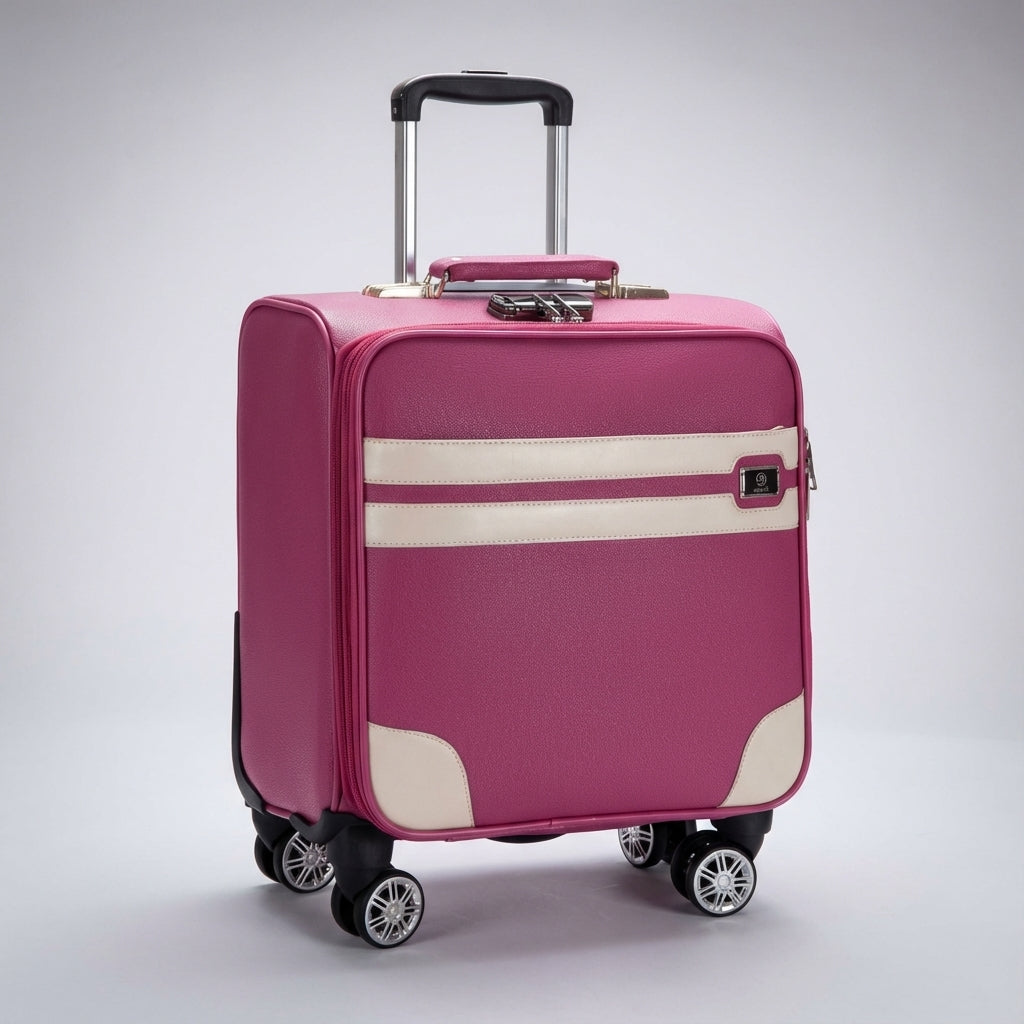 Unisex trolley met soepele 360° spinnerwielen en compact design, perfect voor cabinebagage.