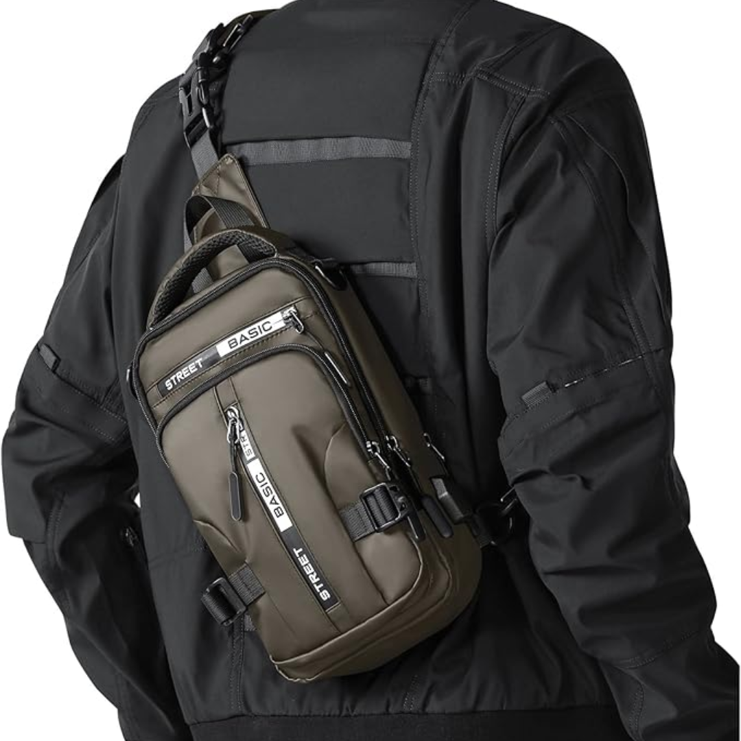 Praktische UrbanLite nylon crossbody rugzak met slimme organizer vakken.