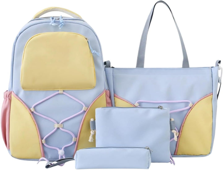 Complete Nivora schoolrugzak set voor studenten: grote rugzak, pennenetui & extra tassen. Unisex & duurzaam.