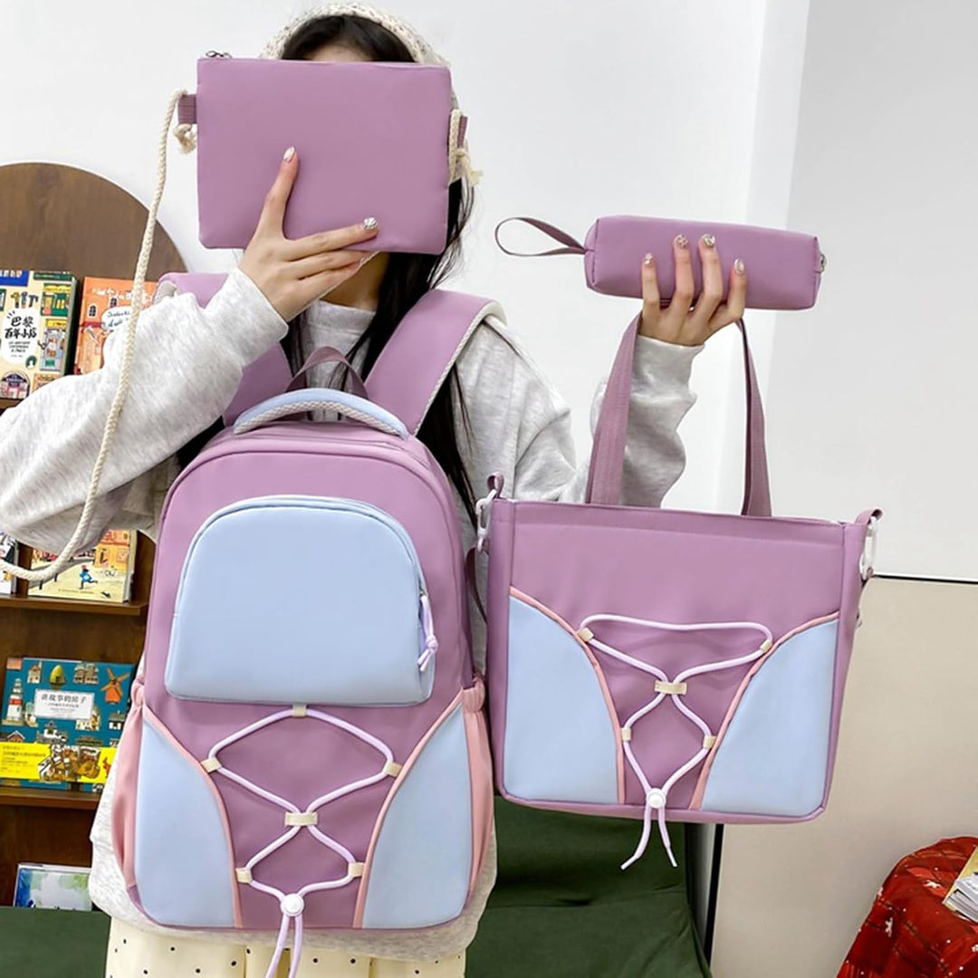 Comfortabele en duurzame schooltas set voor jongeren, bestand tegen intensief gebruik. Inclusief diverse tassen.