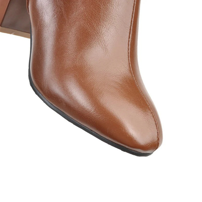"Daisy dames kniehoge laarzen met hak, stijlvolle ritssluiting, zwarte elegante look voor dagelijks comfort en stabiliteit."