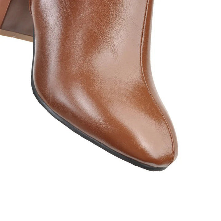 "Daisy dames kniehoge laarzen met hak, stijlvolle ritssluiting, zwarte elegante look voor dagelijks comfort en stabiliteit."