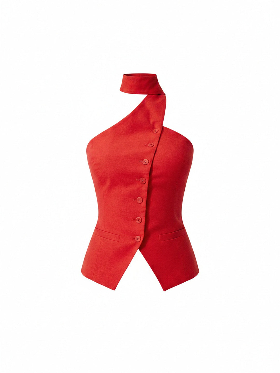 Dames asymmetrische halternek vesttop, elegant en trendy, ideaal voor zomerse dagen of feesten.