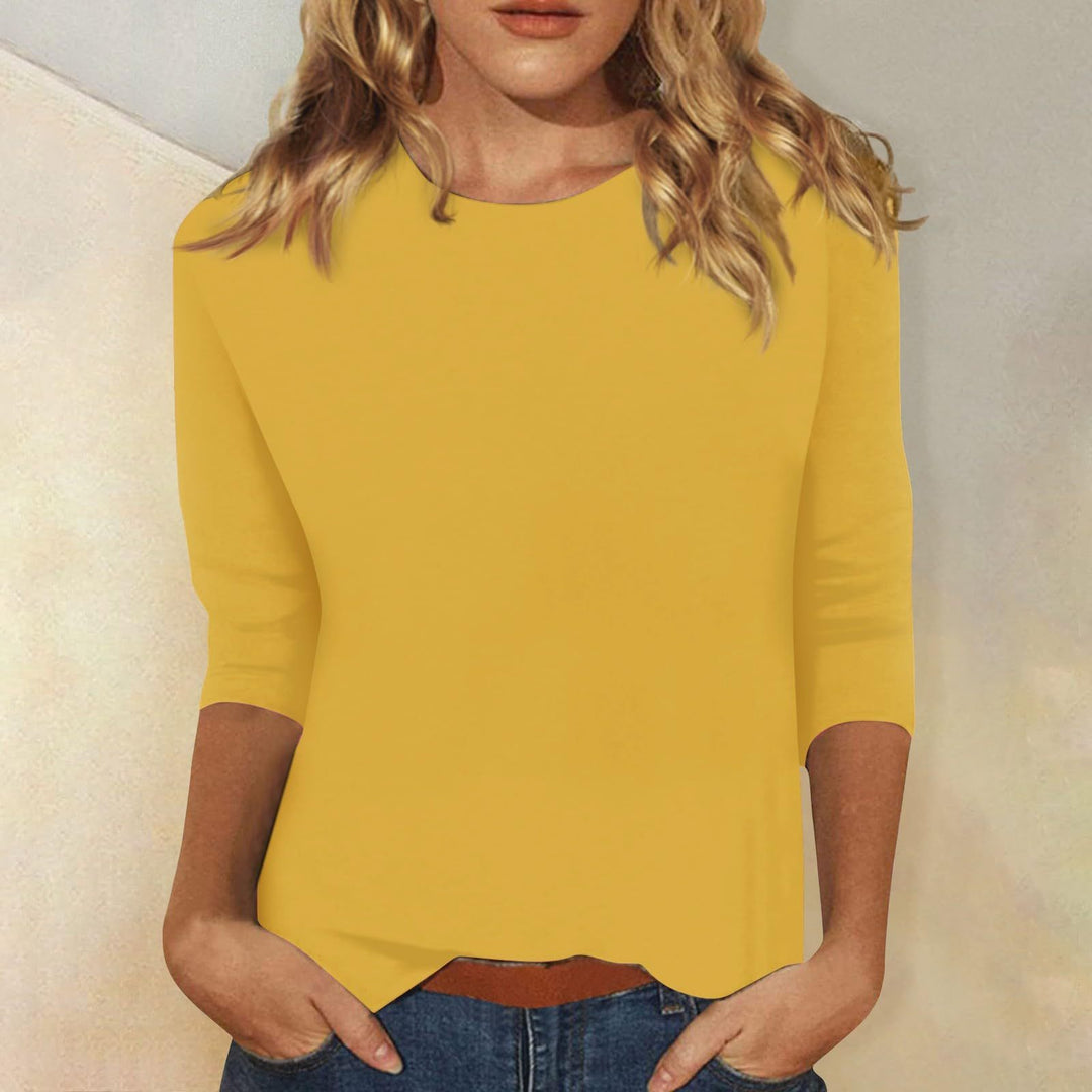 Stijlvolle dames basic top met 3/4 mouwen, comfortabel en veelzijdig.