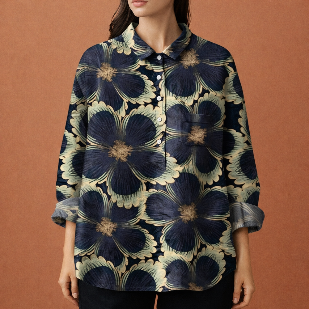 Casual bloemenprint blouse voor dames met lange mouwen en kraag, ideaal voor lente en zomer.
