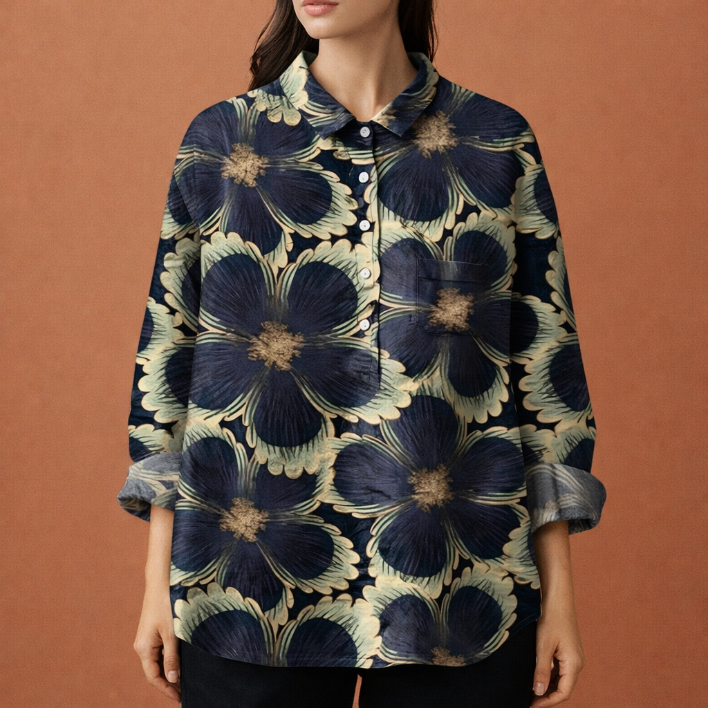 Casual bloemenprint blouse voor dames met lange mouwen en kraag, ideaal voor lente en zomer.