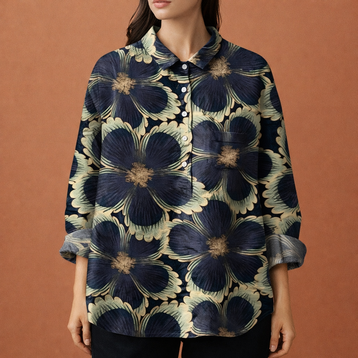 Casual bloemenprint blouse voor dames met lange mouwen en kraag, ideaal voor lente en zomer.