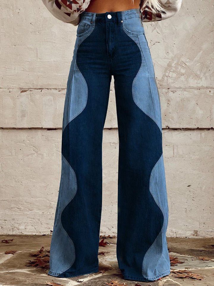 Modieuze damesbroek met wijde pijpen en hoge taille. Losvallend en comfortabel, perfecte bohemian stijl.