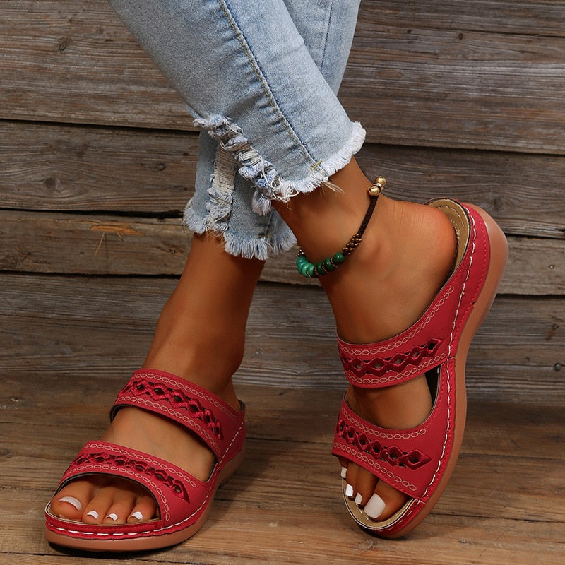 Dames boho sandalen; comfortabele platte zomer sandalen voor een stijlvolle look.