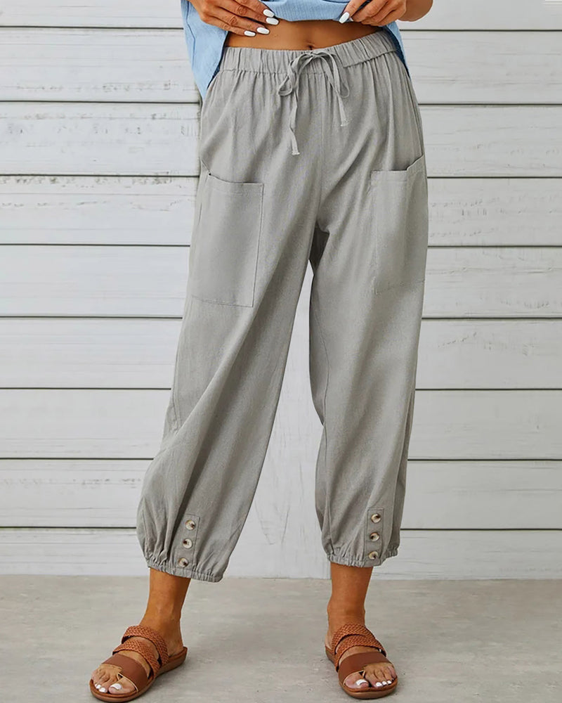 Modieuze damesbroek met hoge taille en rechte pijpen. Veelzijdig te dragen, casual of elegant.