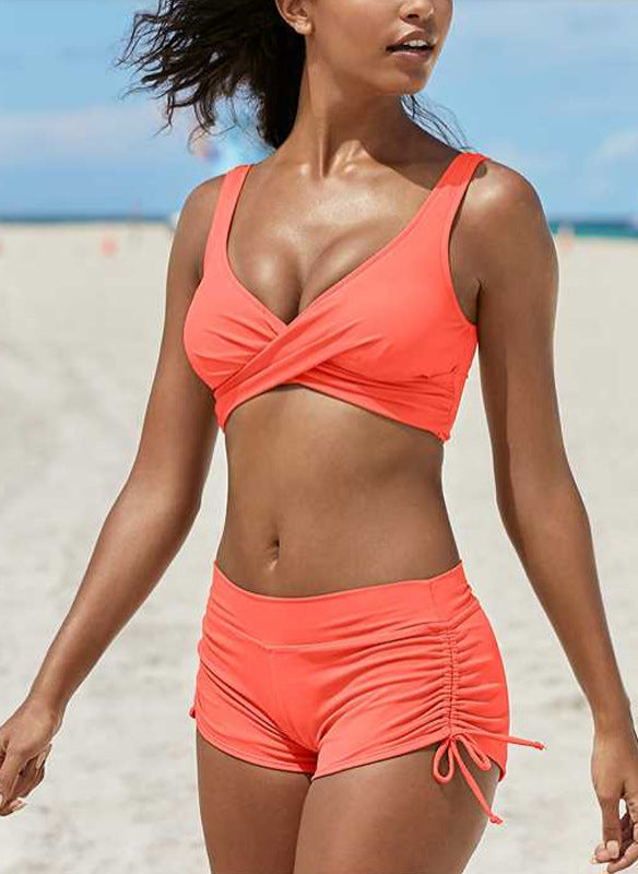 Trendy dames camouflage print bikini set, hoge taille en comfortabel, perfect voor zomerse dagen.