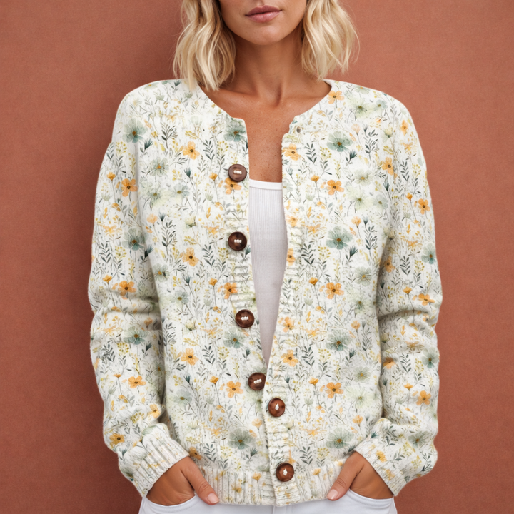 Modieus damesvest met bloemenmotief, chique en veelzijdig voor elke gelegenheid.