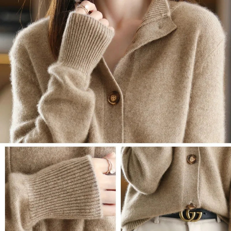 Modieus damesvest met een rij knopen, geschikt als elegante cardigan voor kantoor of casual.