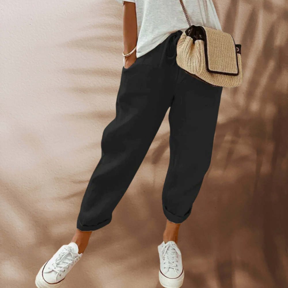 Elegante dames linnenlook zomerbroek, stijlvol en ademend, ideaal voor een relaxte look.