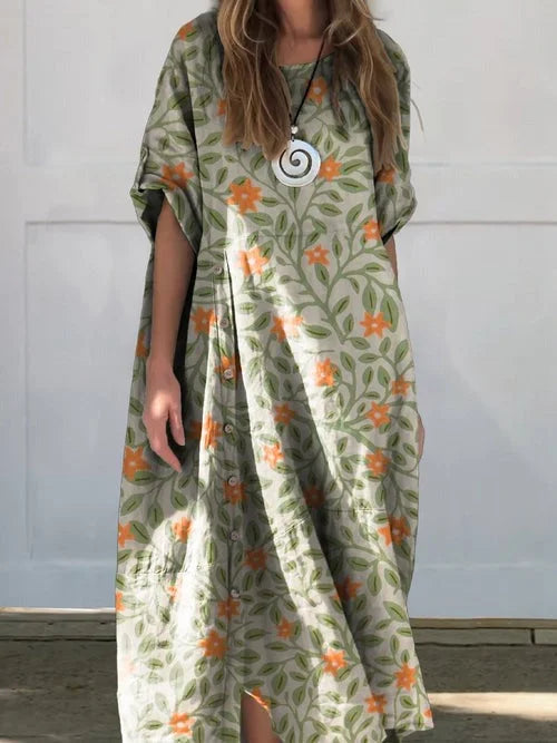 Casual lange damesjurk, comfortabele midi blouse jurk, perfect als elegante zomerjurk voor vrouwenkleding.