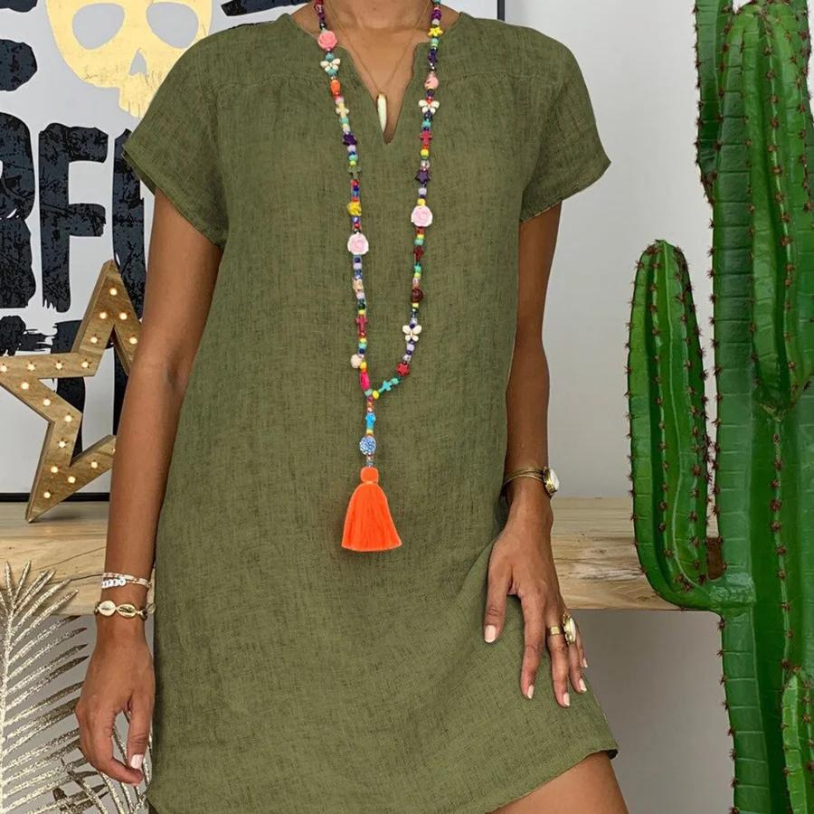 Comfortabele minijurk voor dames, ideaal als zomerjurk of strandjurk.