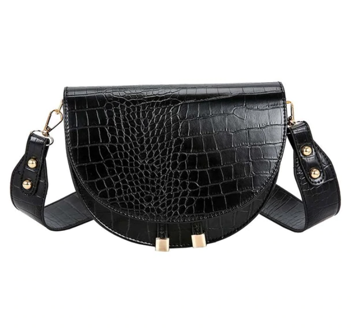 Bruine Chelsey crossbody tas met krokodillenprint, een chique en stoer accessoire voor dames.