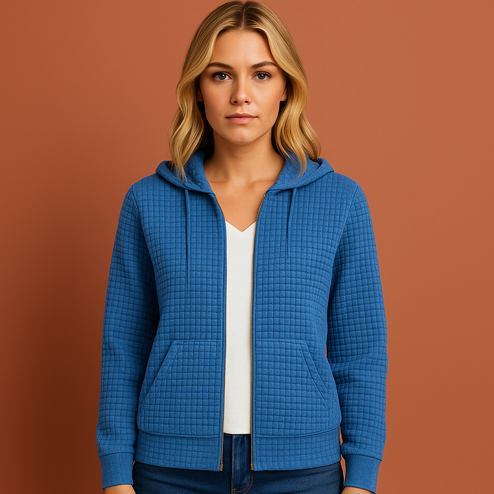 Praktisch dames sweatshirt vest met rits en capuchon, comfortabel voor een veelzijdige casual stijl.