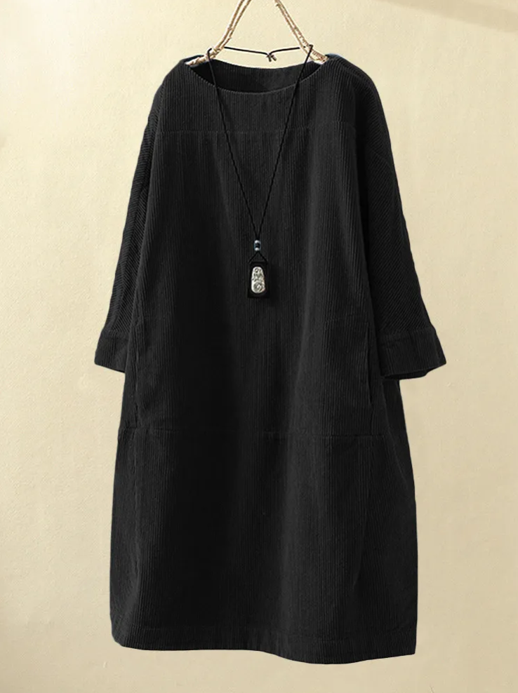Dames comfortabele zomerse A-lijn midijurk met korte mouw, perfect voor een elegante en veelzijdige look.