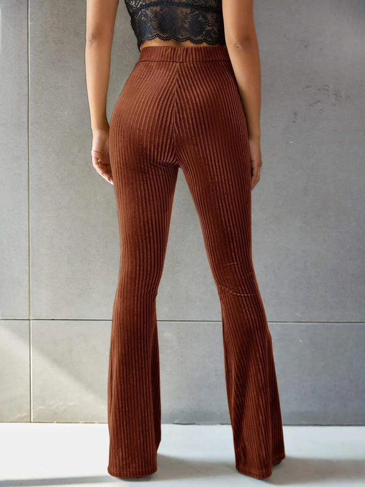 Retro dames corduroy broek met hoge taille en flared pijpen, comfortabele en stijlvolle dameskleding.