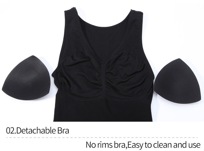 Slanker silhouet dames tanktop wit, naadloze shapewear met ingebouwde BH.
