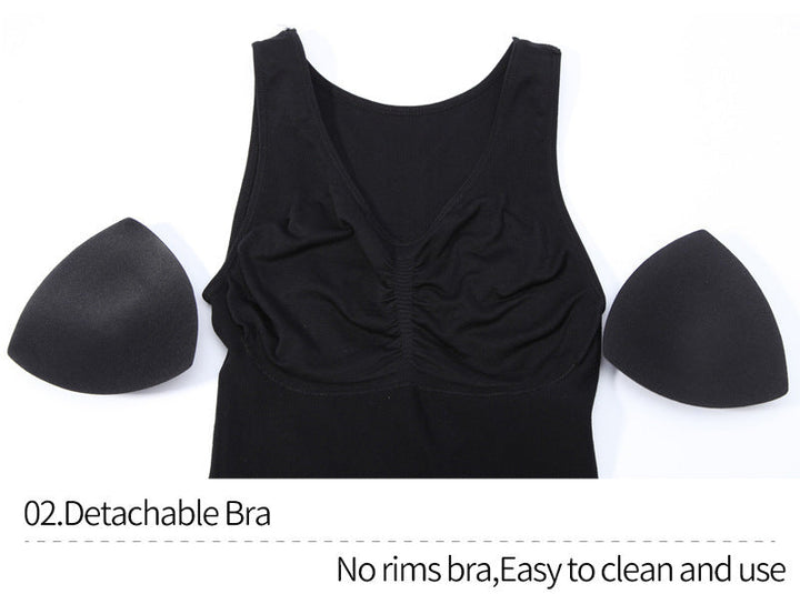 Slanker silhouet dames tanktop wit, naadloze shapewear met ingebouwde BH.