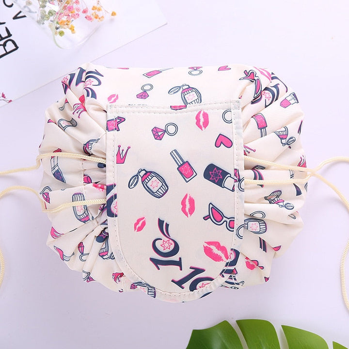 Ideale reistas met trekkoord voor dames: waterdichte make-up organizer, opvouwbare toilettas voor cosmetica.