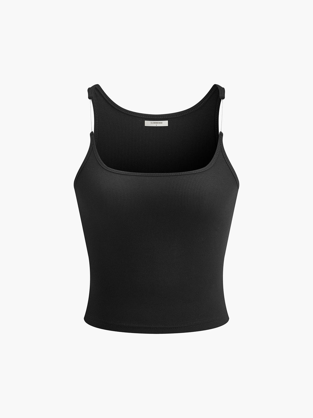 Dames top met korte lengte, mouwloos en voorzien van moderne transparante bandjes, ideaal voor warm weer.