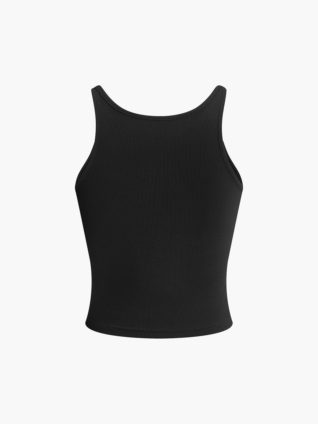 Trendy mouwloze crop top voor dames met een ronde hals en unieke transparante schouderbandjes, zeer comfortabel.