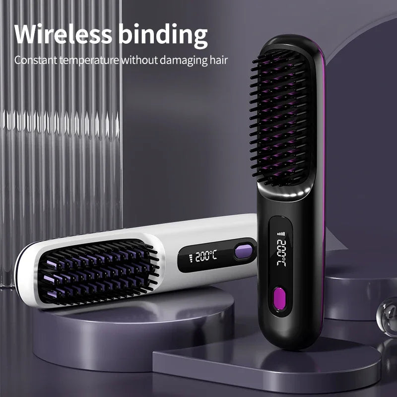Dames draadloze haarstyler met USB-opladen en LCD-display voor flexibele haarstyling.