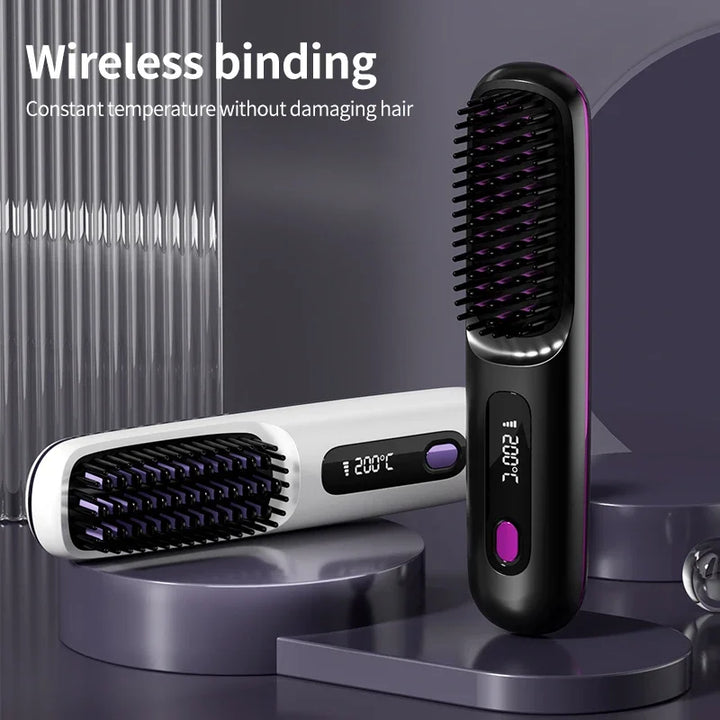 Dames draadloze haarstyler met USB-opladen en LCD-display voor flexibele haarstyling.