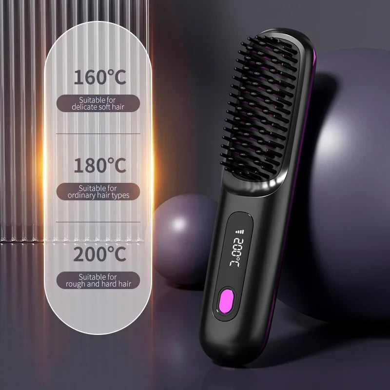Haarstyler voor persoonlijke verzorging, draadloos, met USB-opladen en LCD voor makkelijk gebruik onderweg.
