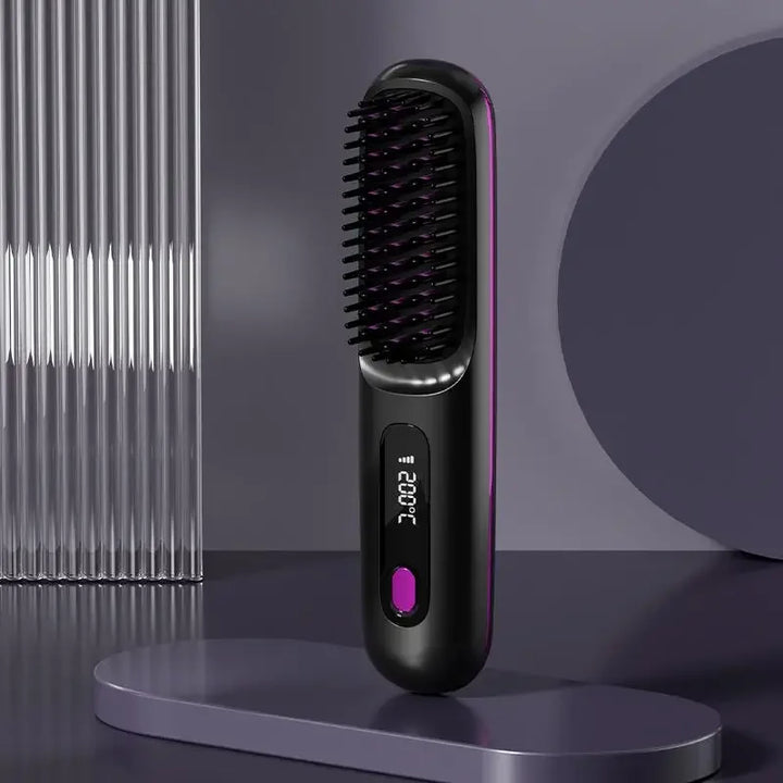 Moderne dames draadloze haarstyler, USB oplaadbaar, met LCD-display voor snelle en efficiënte haarstyling.