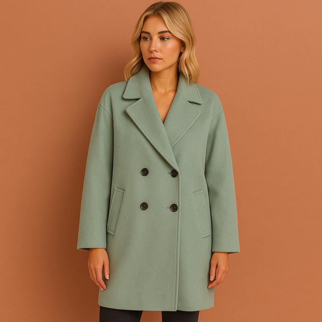 Warme dames winterjas, lange dubbel geknoopte mantel voor comfort en stijl; ideale modieuze bovenkleding.