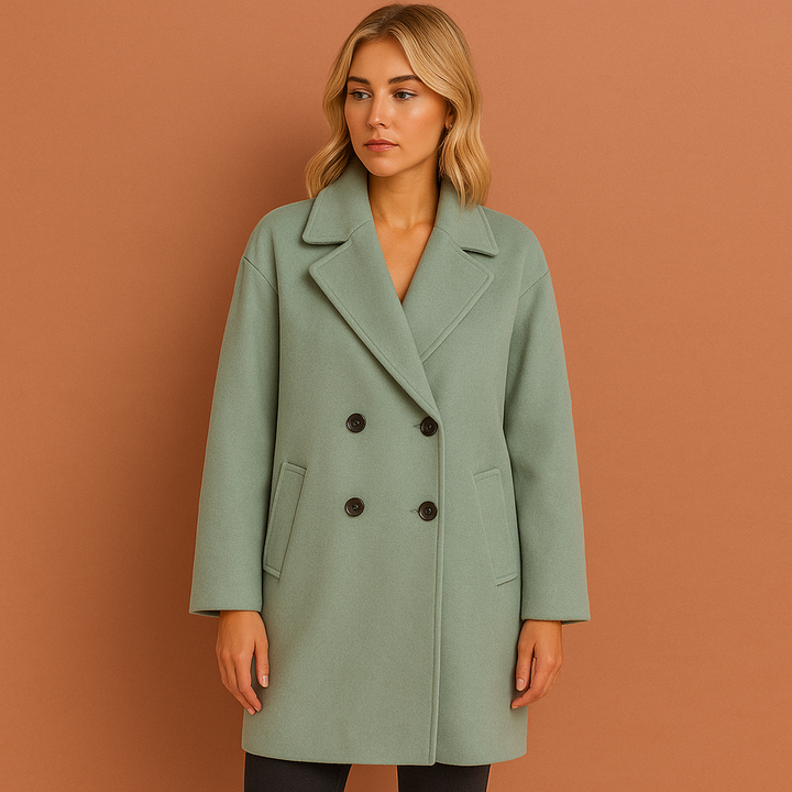 Warme dames winterjas, lange dubbel geknoopte mantel voor comfort en stijl; ideale modieuze bovenkleding.