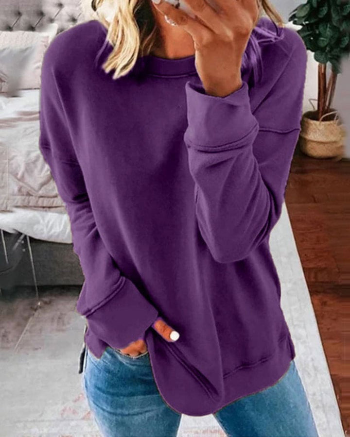 Zacht en comfortabel effen dames sweatshirt, ideaal voor een ontspannen, maar stijlvolle look.