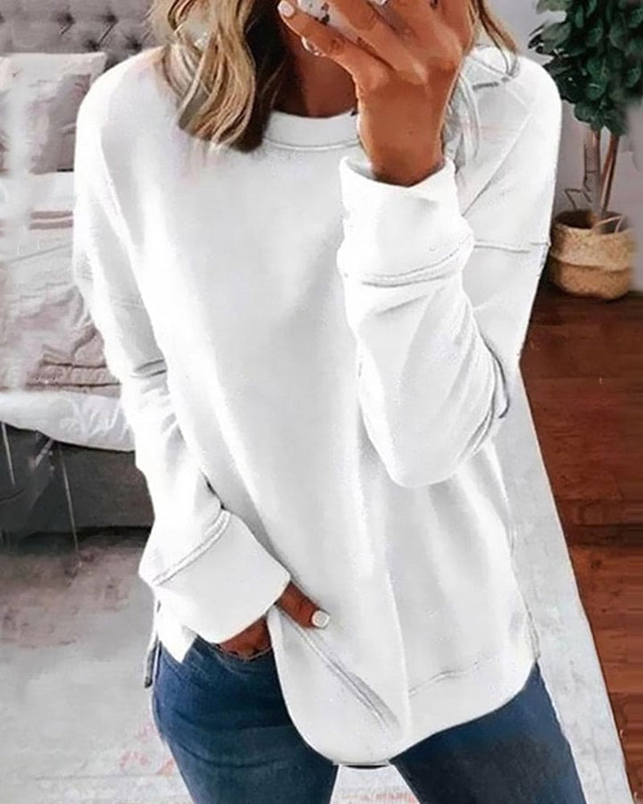 Comfortabel effen dames sweatshirt, perfect voor een veelzijdige en casual outfit. Essentiële basic.