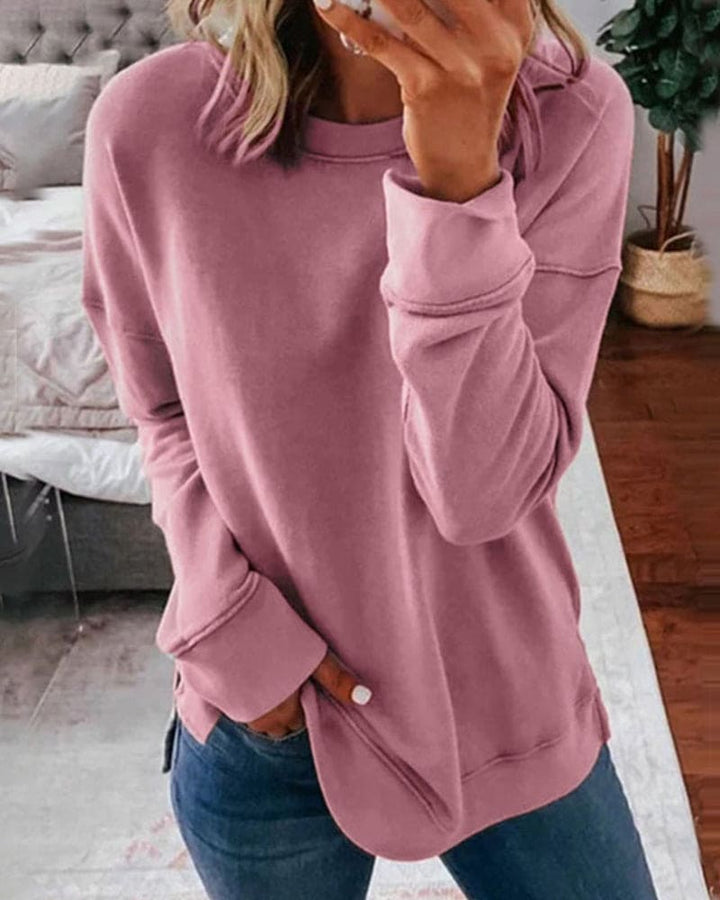 Zacht effen sweatshirt voor dames, comfortabel en modieus, ideaal als basic kledingstuk.