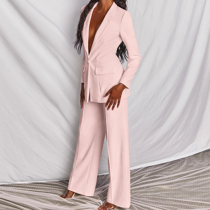 Chique dames ensemble: stijlvolle blazer en broek. Creëert een professionele en modieuze zakelijke look.