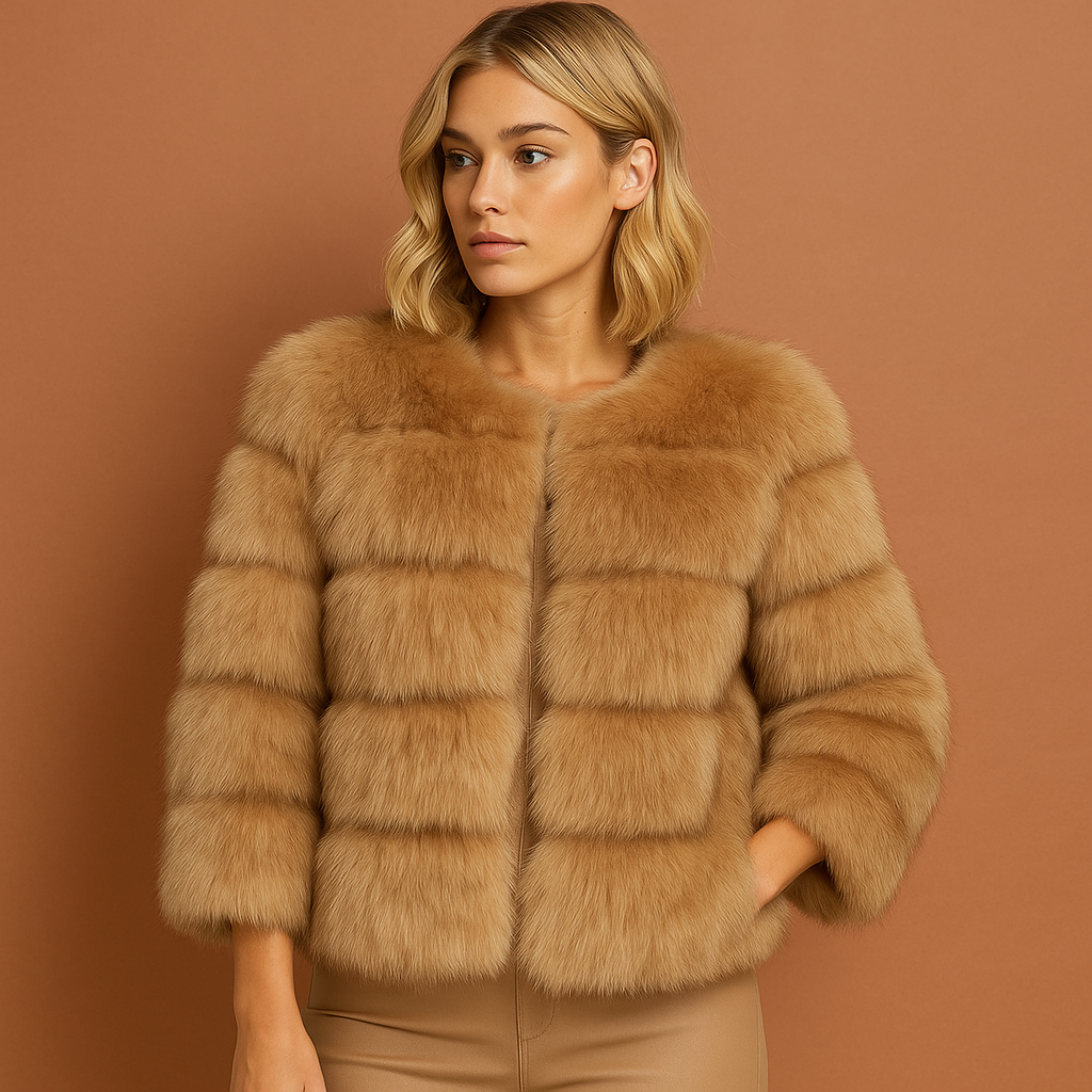 Dames elegante bruine bondjas, stijlvol en comfortabel, ideaal als warme winter- of herfstjas.