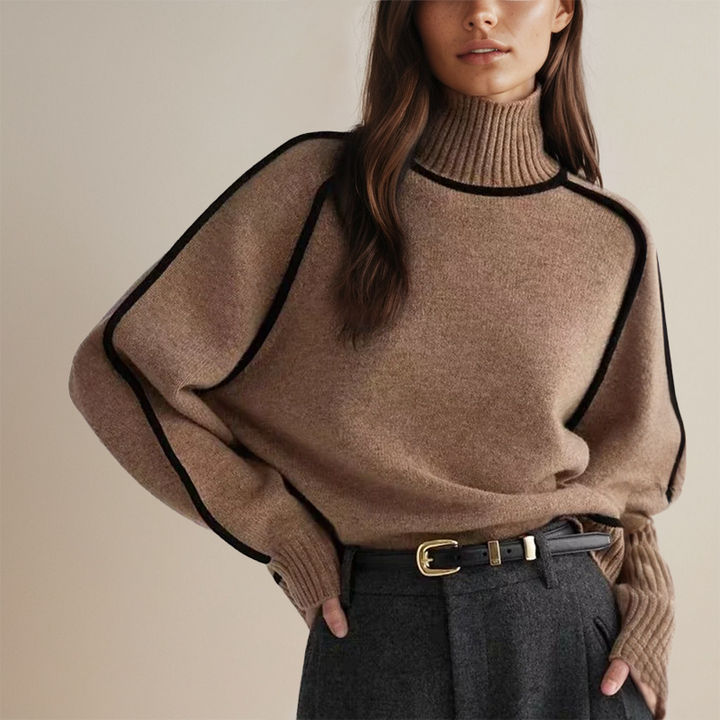 Dames elegante gebreide trui met lange mouw, perfect voor een stijlvolle winterlook.